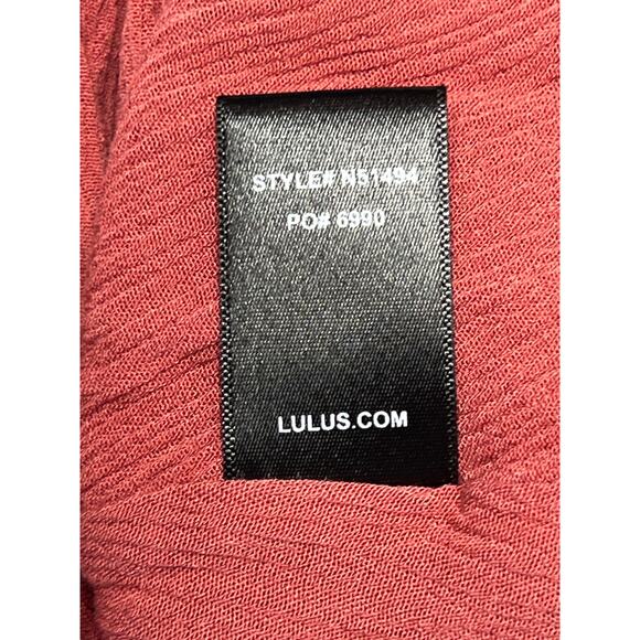 Lulu's Strappy Rust Orange Guazy SunDress MEDIUM Casual Date Night - Picture 9 of 11